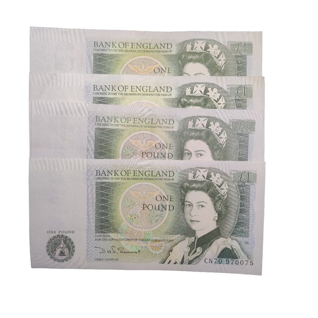 Bank of England Series D one pounds Banknote x4 D H F Somersett J B page