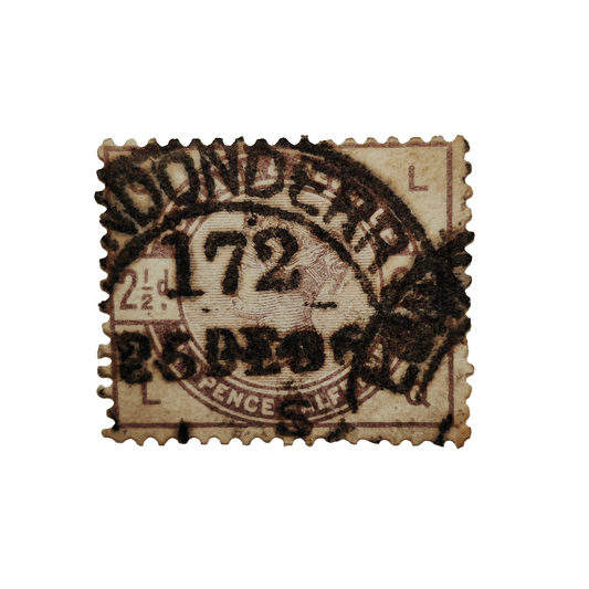 Two & Half pence lilac Christmas day Londonderry  cancel