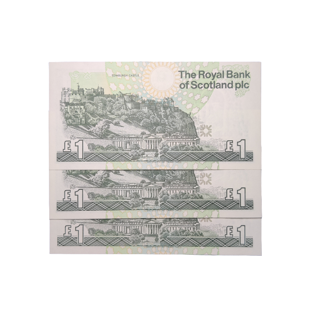 Royal Bank Of Scotland PLC One Pounds Banknote x 3 consecutive