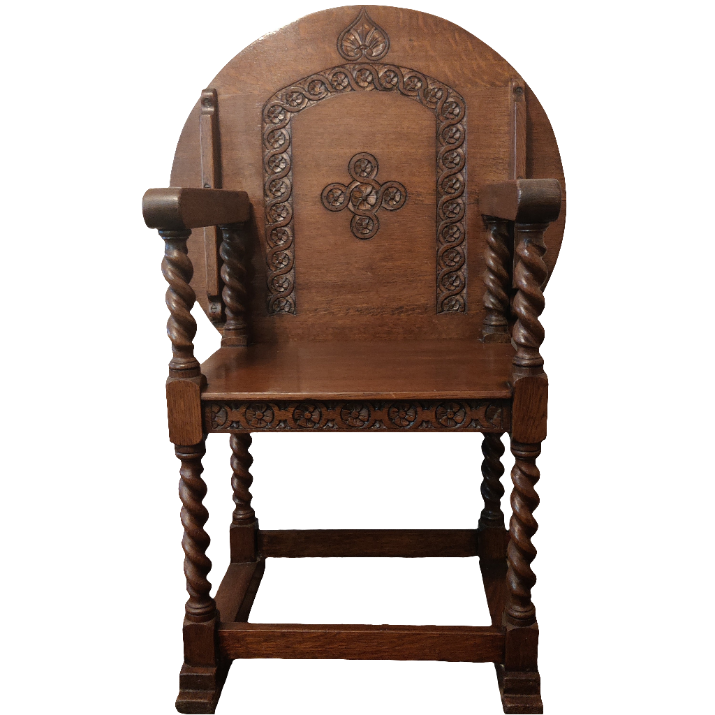 Antique oak monk chair