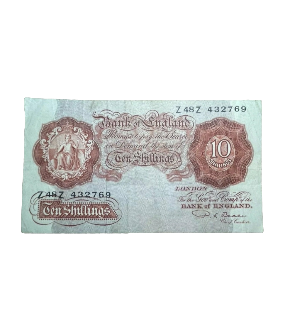 Bank of England series A Ten shillings banknote first series P S Beal