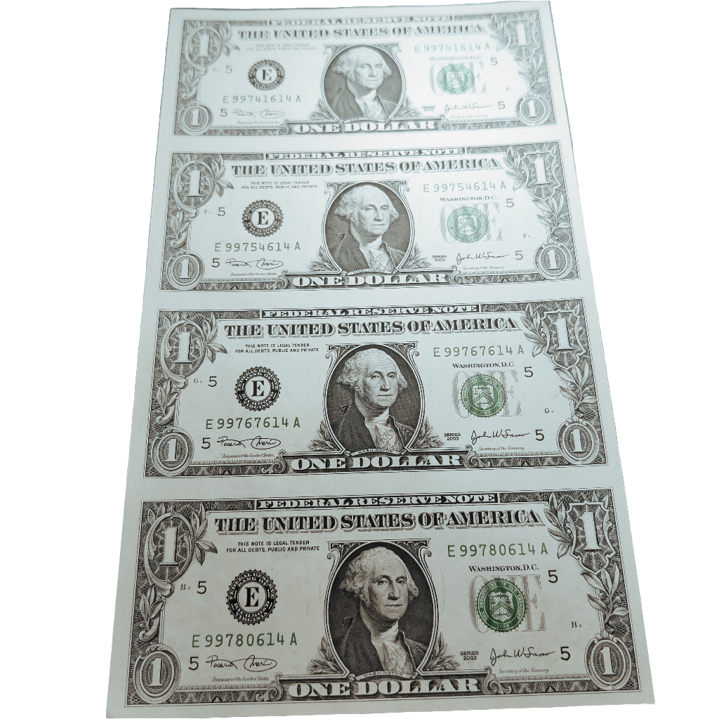 2003 series American 1 dollar x4 uncutsheet