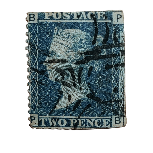 Two pence blue Victoria plate 7