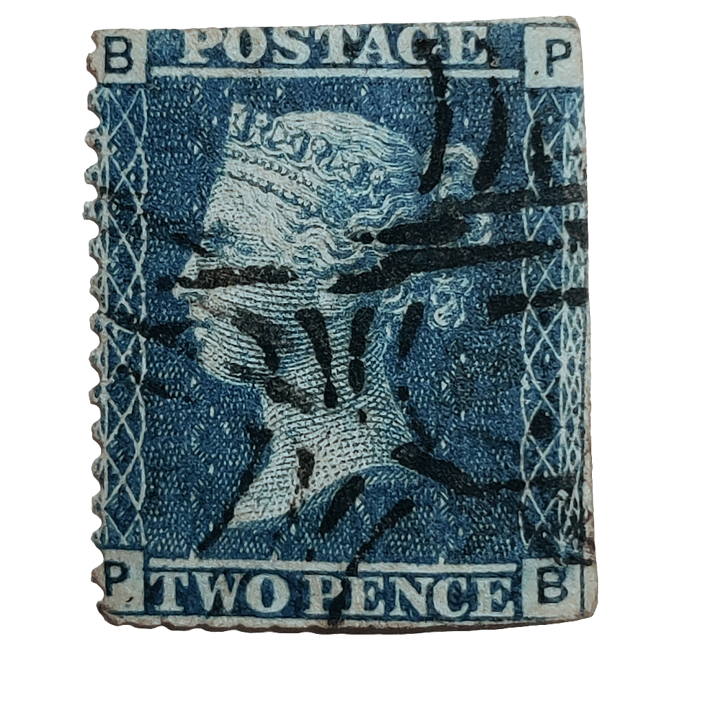Two pence blue Victoria plate 7