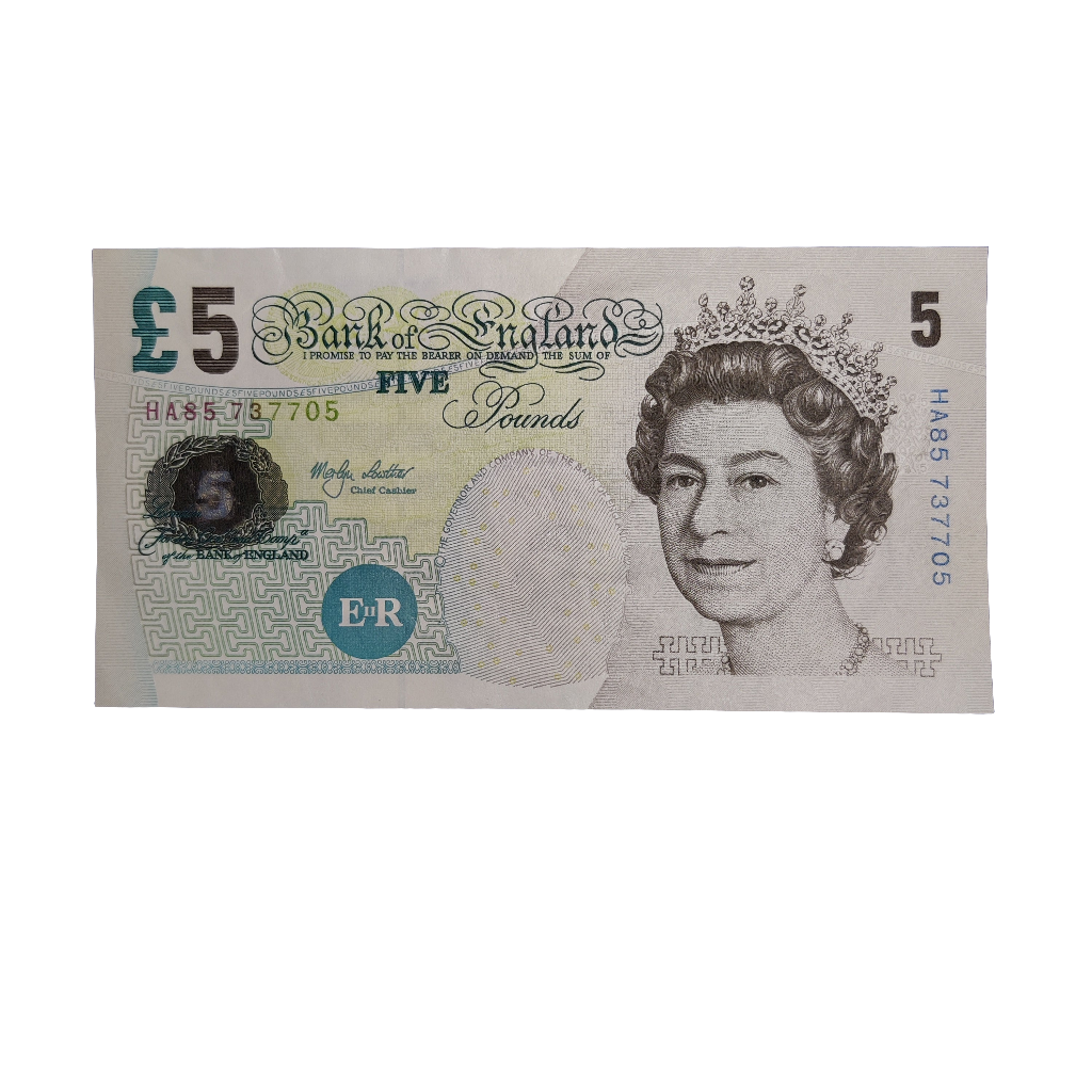 Bank of England £5 FIVE POUND banknote Merlyn lowther