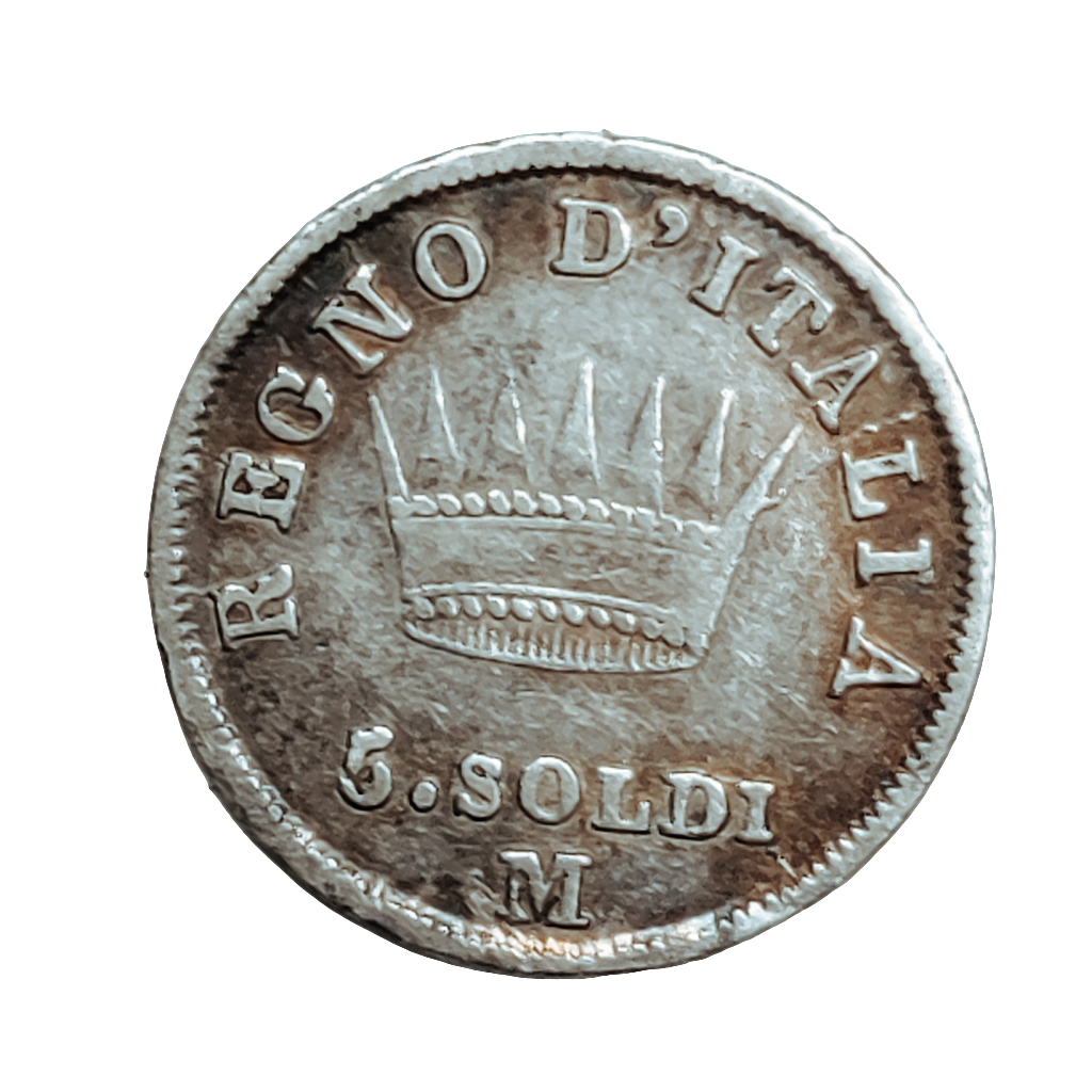 1812 Italy five lire silver coin