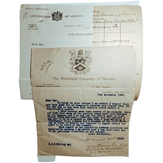 1944 Freemason letter 30° with records and reply