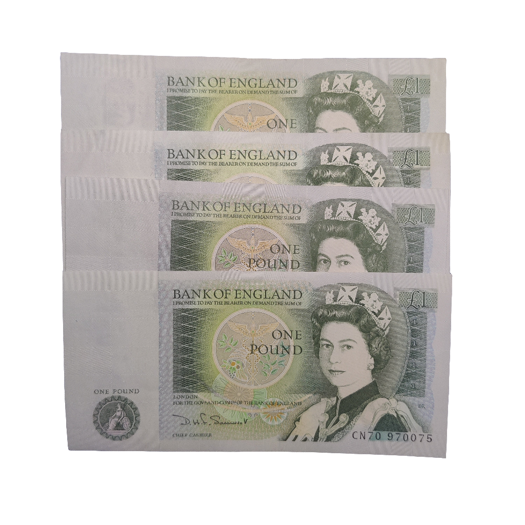 Bank of England Series D one pounds Banknote x4 D H F Somersett J B page