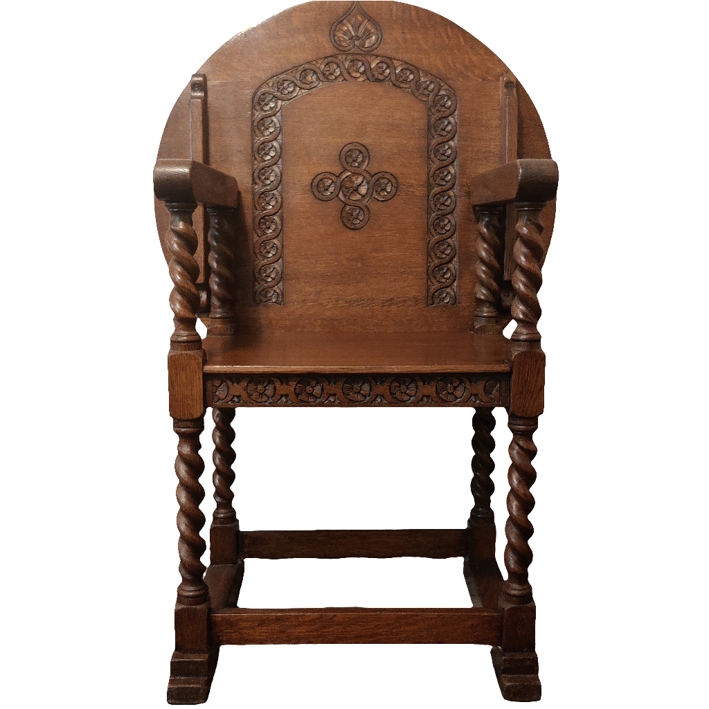 Antique oak monk chair