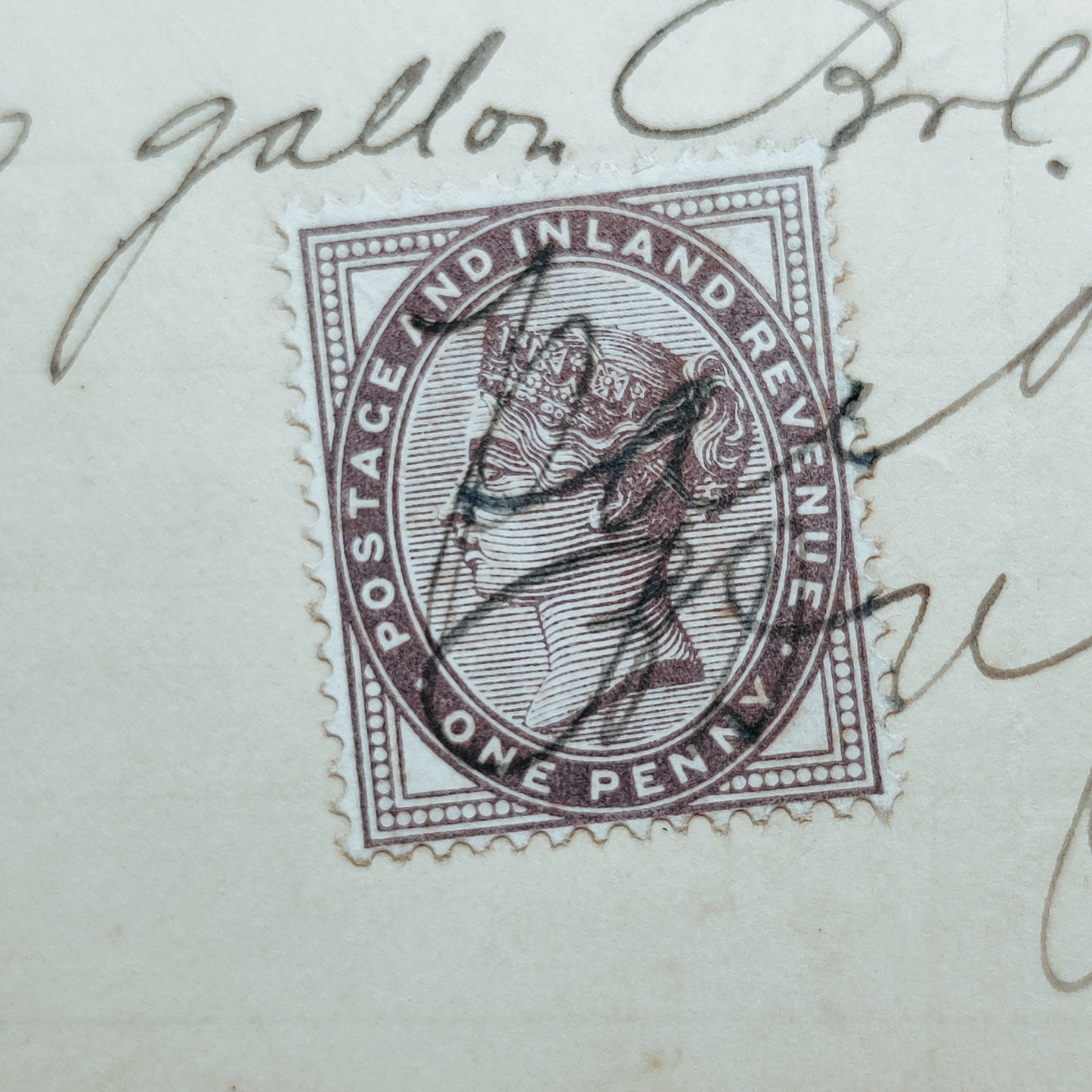 1896 Purchase invoice with penny lilac stamp attached