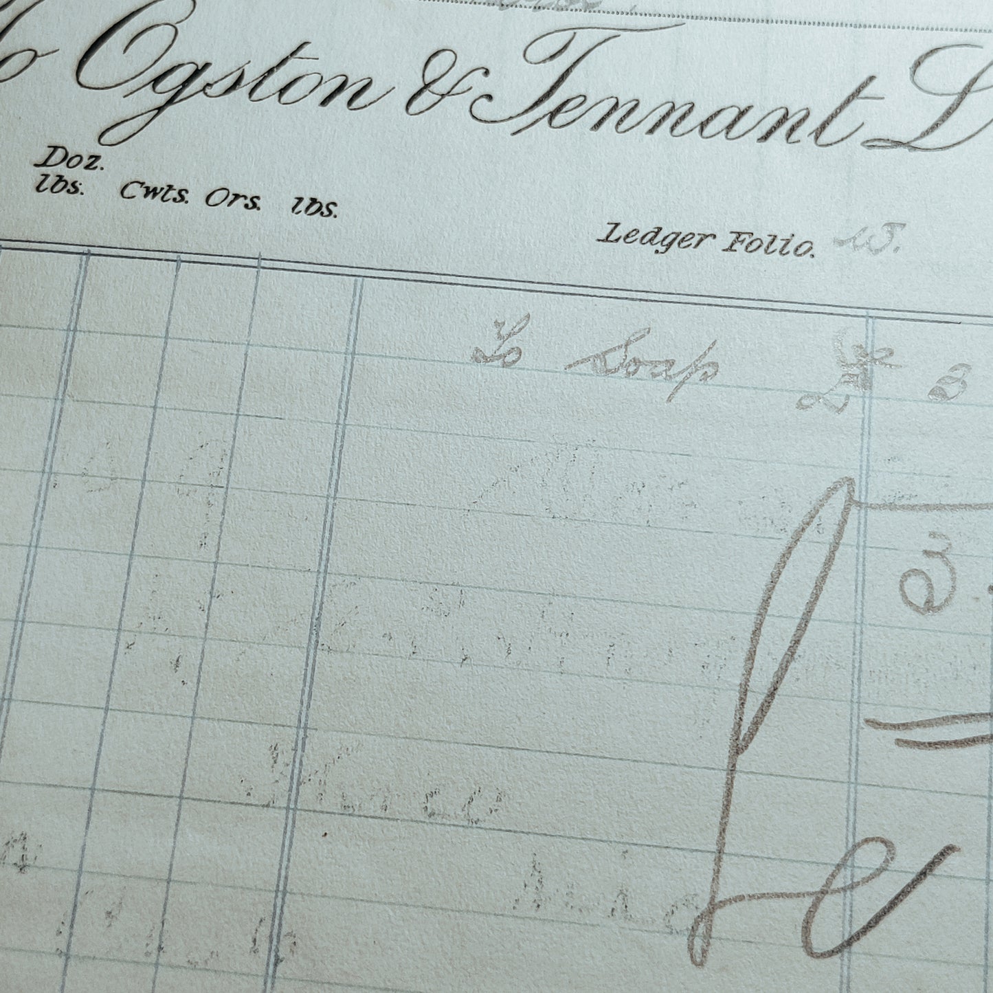 1927 soap and candle works invoice with 2 stamps attached