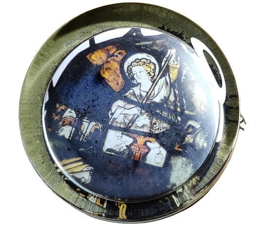 14 century stained glass st Michael paperweight