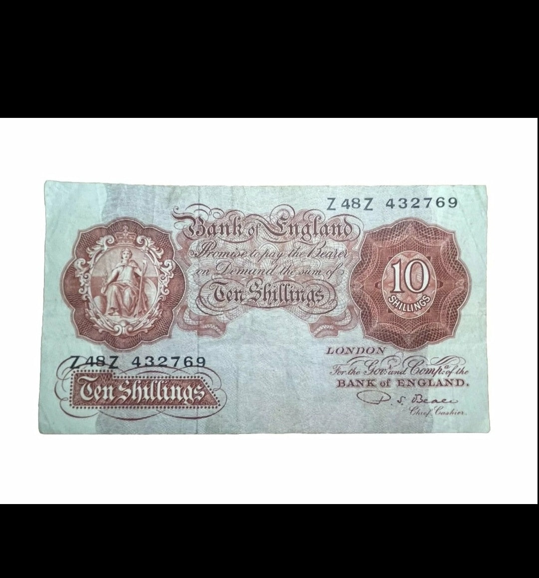 Bank of England series A Ten shillings banknote first series P S Beal