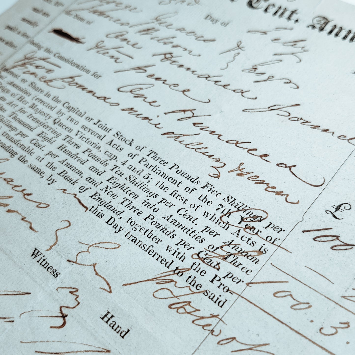 1844 Annuities stocks sheet