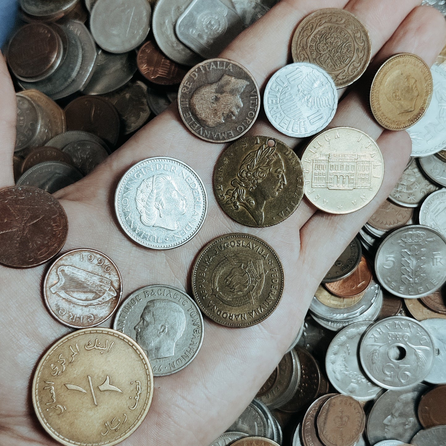 Mixed assortment of World coin bags .